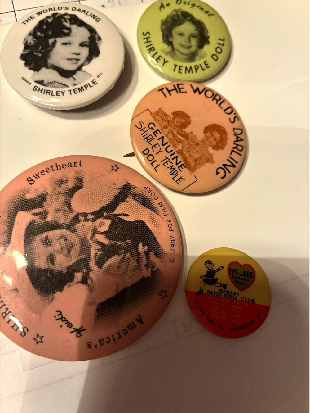 Shirley Temple Lot of 5 Pinback Buttons/Pins